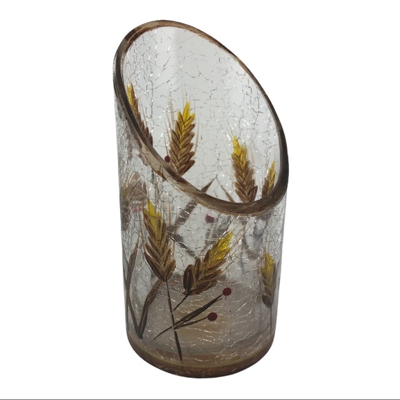Yankee Candle Crackle Glass Tall Wheat & Berries Votive Candle Holder